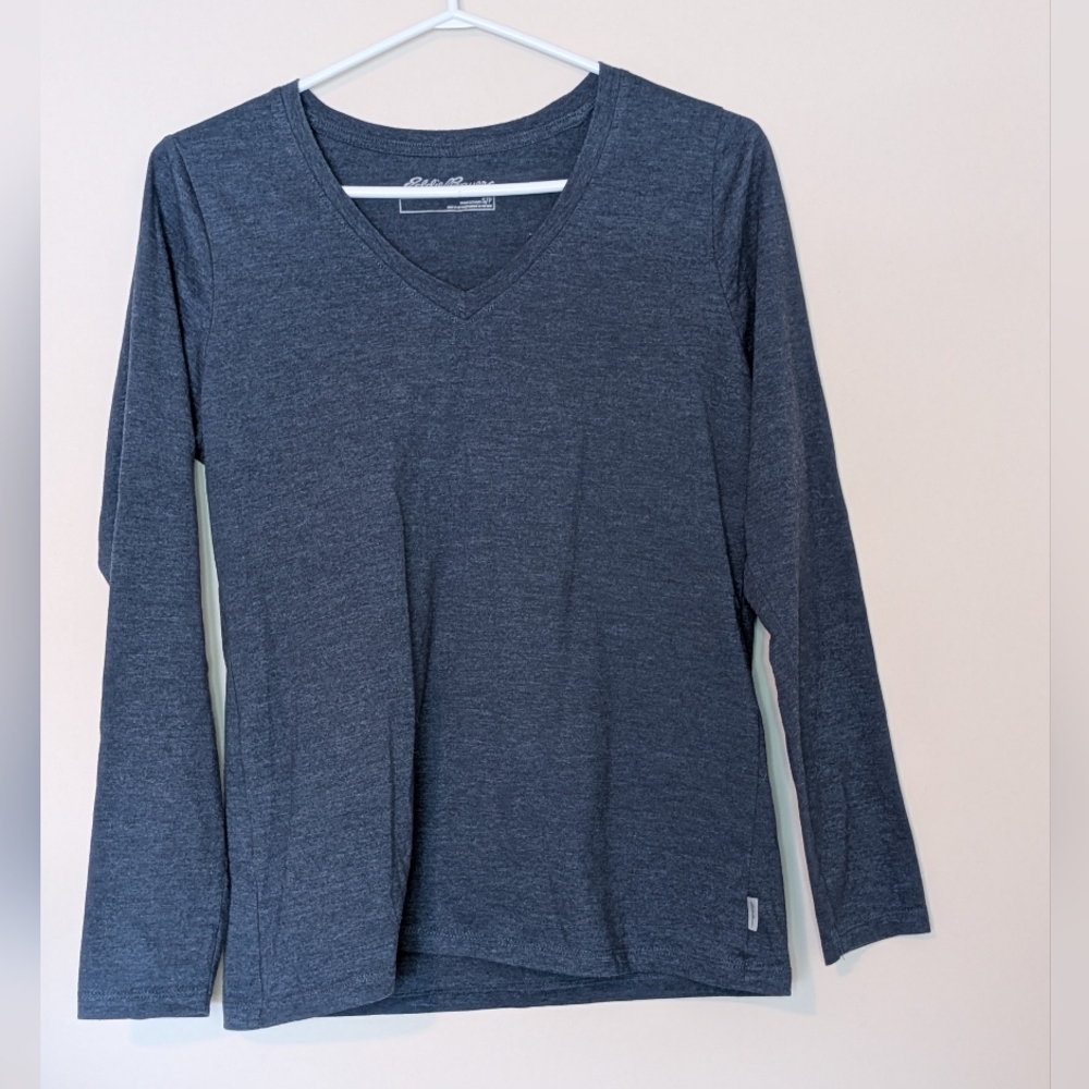 Eddie Bauer, Women's, Navy V-Neck Tee, Size Small